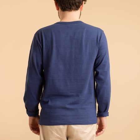 Lot 5907 Long Sleeve Henley Neck T-Shirt Navy