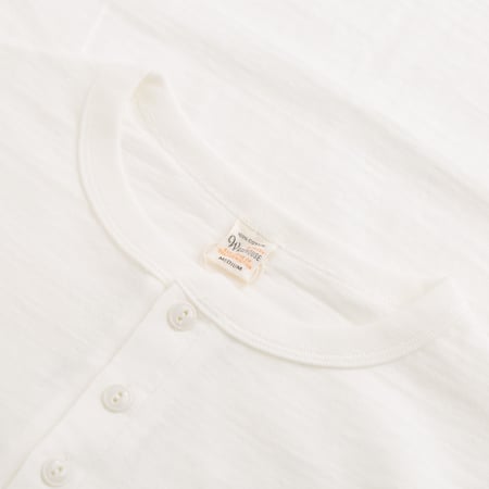 Lot 5907 Long Sleeve Henley Neck T-Shirt Off White