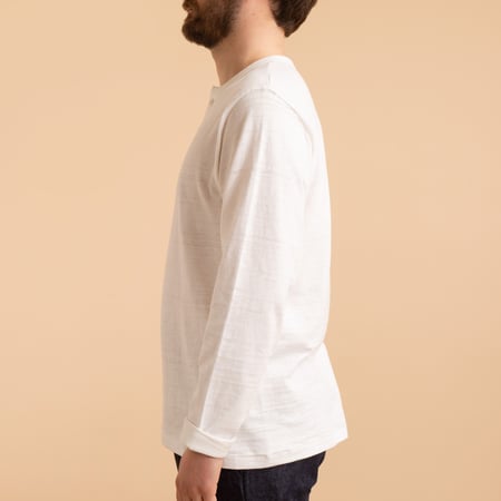 Lot 5907 Long Sleeve Henley Neck T-Shirt Off White