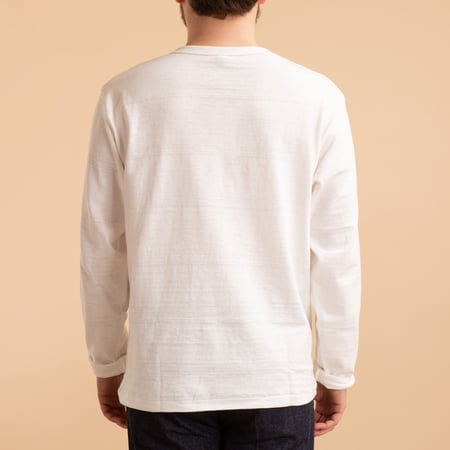 Lot 5907 Long Sleeve Henley Neck T-Shirt Off White