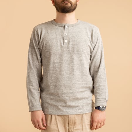 Lot 5907 Long Sleeve Henley Neck T-Shirt Heather Grey