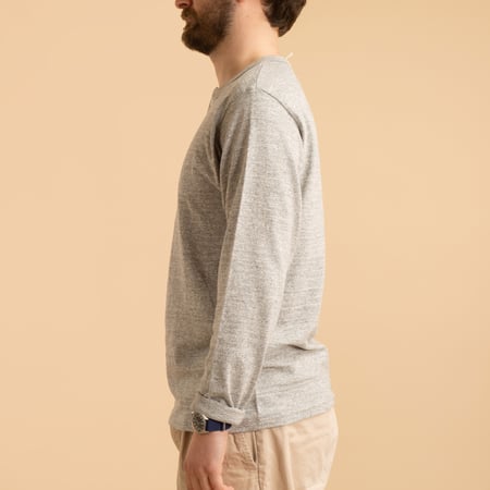 Lot 5907 Long Sleeve Henley Neck T-Shirt Heather Grey