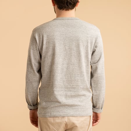 Lot 5907 Long Sleeve Henley Neck T-Shirt Heather Grey