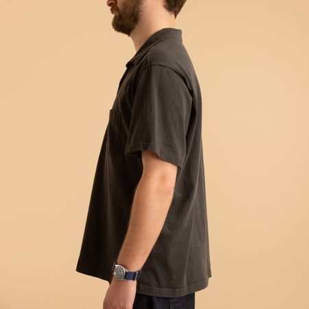 Short Sleeve Open Tee Shirts in Pitch Black