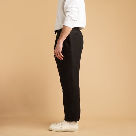 T005 Linen Drawstring Trousers Black