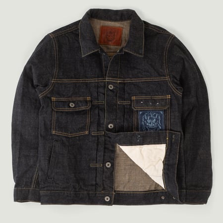 02516P-14KBE 14oz Indigo x Beige Type II Jacket