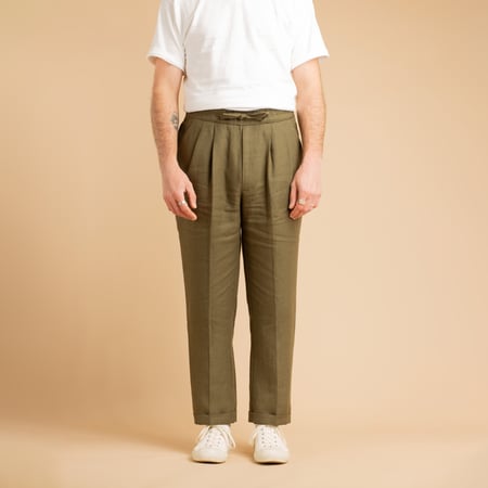 T005 Linen Drawstring Trouser Khaki