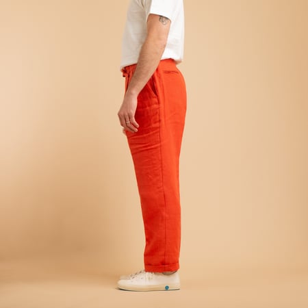 T005 Linen Drawstring Trousers Orange