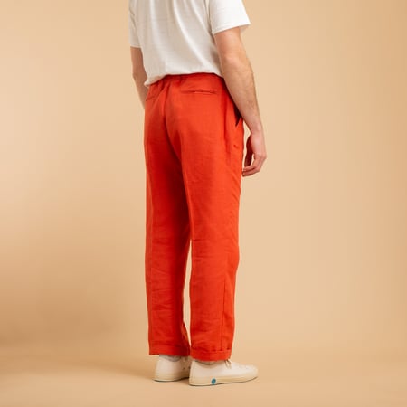 T005 Linen Drawstring Trousers Orange