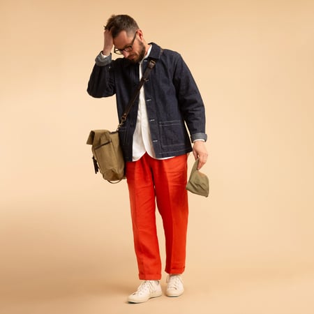 T005 Linen Drawstring Trousers Orange