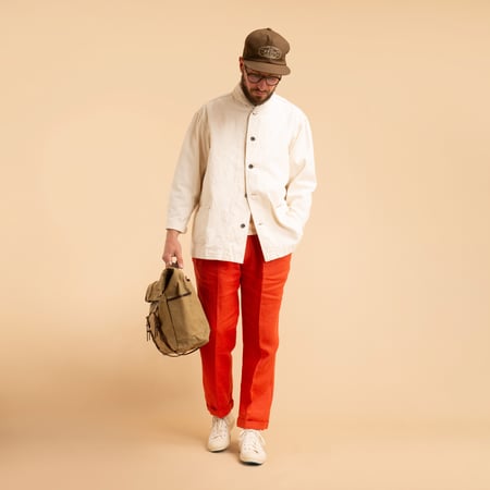 T005 Linen Drawstring Trousers Orange
