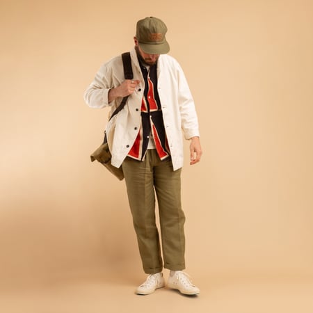 T005 Linen Drawstring Trousers Moss