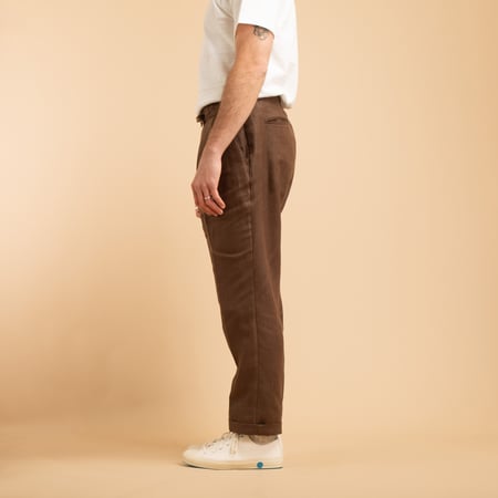 T005 Linen Drawstring Trousers Chocolate