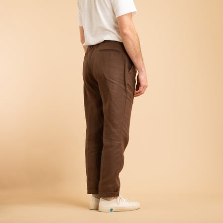 T005 Linen Drawstring Trousers Chocolate