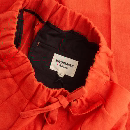 T005 Linen Drawstring Trousers Orange