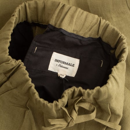 T005 Linen Drawstring Trousers Moss