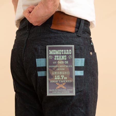 0405-IM High Tapered 15,7oz Indigo x Mint Denim