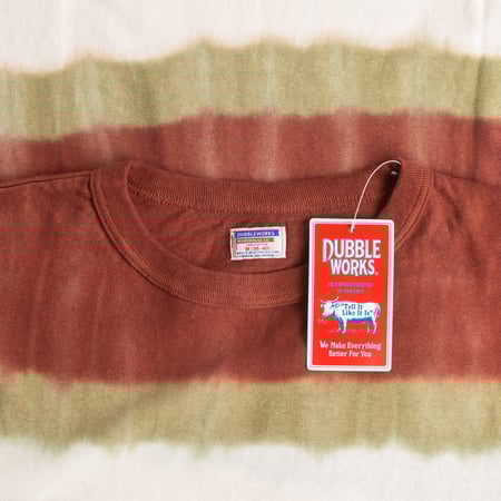Long Sleeve Tie Dye Border Tee Brick/Khaki