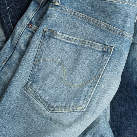 121S "Ishikawadai Stretch" 15oz Relaxed Tapered Used Bleach