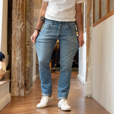 121S "Ishikawadai Stretch" 15oz Relaxed Tapered Used Bleach