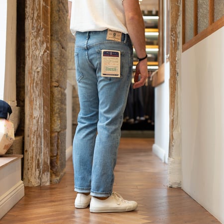 121S "Ishikawadai Stretch" 15oz Relaxed Tapered Used Bleach