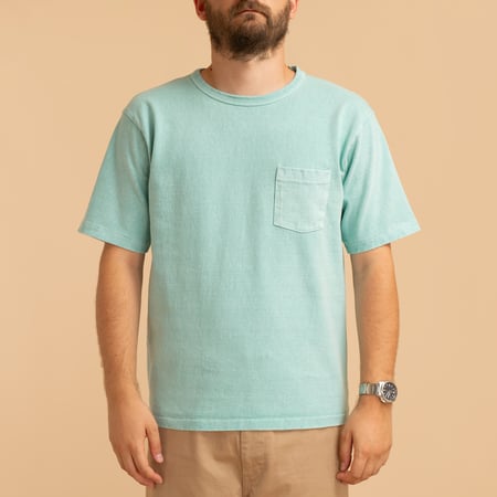 Short Sleeve Pocket Tee Pigment Dye Turquoise