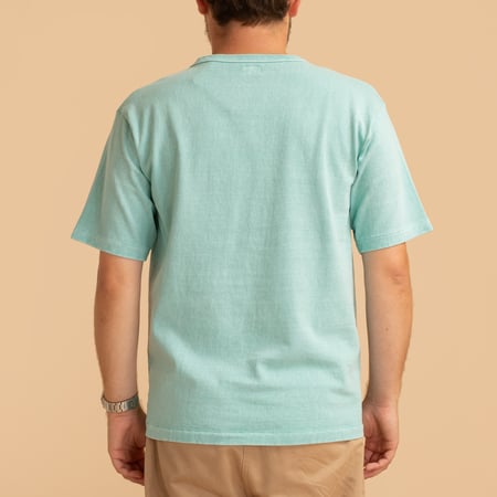 Short Sleeve Pocket Tee Pigment Dye Turquoise