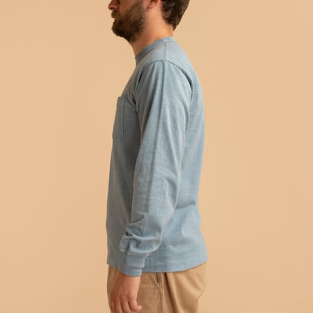 "SURE MFG" 7.5 oz Pocket Long Sleeve Tee Indigo Zombies