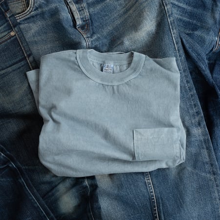 "SURE MFG" 7.5 oz Pocket Long Sleeve Tee Indigo Zombies