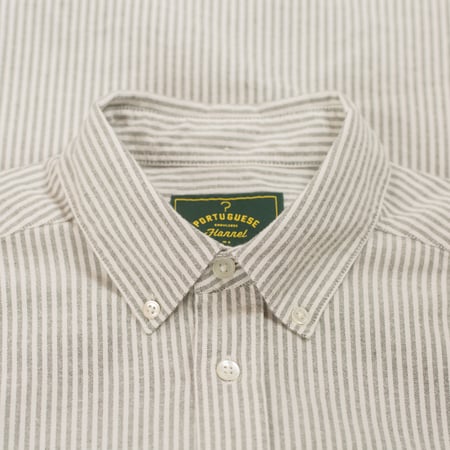 Brushed Oxford Stripe in Moss Green