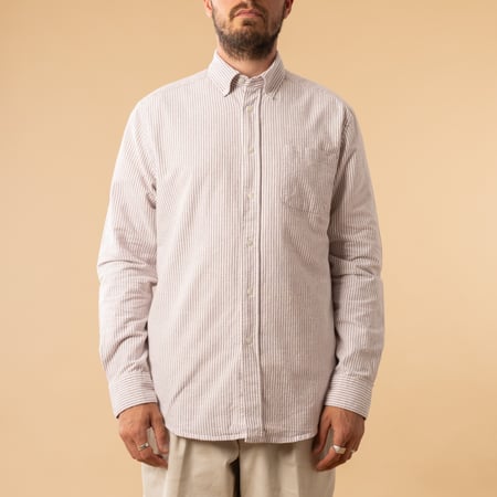 Brushed Oxford Stripe in Bordeaux