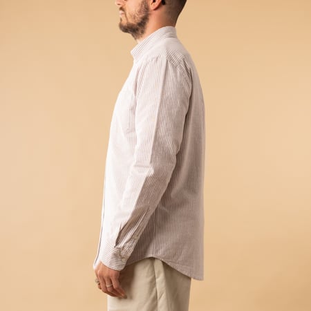 Brushed Oxford Stripe in Bordeaux