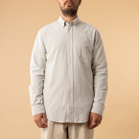 Brushed Oxford Stripe Moss Green