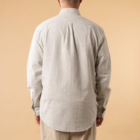 Brushed Oxford Stripe in Moss Green