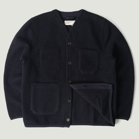 Wool Fleece Cardigan Navy