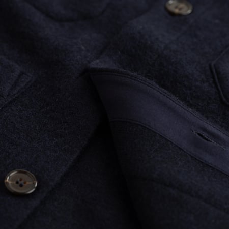 Navy Wool Fleece Cardigan
