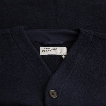 Navy Wool Fleece Cardigan