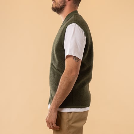 Wool Fleece Zip Waistcoat Olive