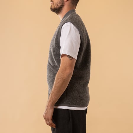 Wool Fleece Zip Waistcoat in Grey Marl