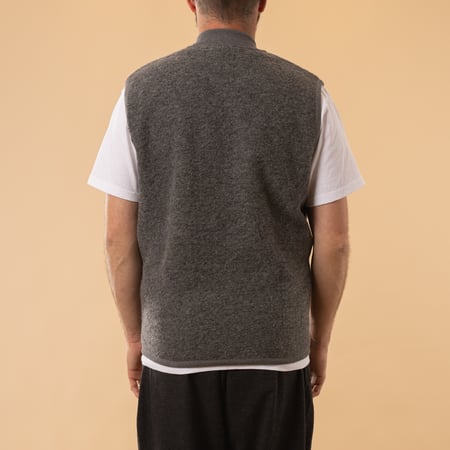 Wool Fleece Zip Waistcoat in Grey Marl