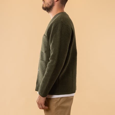 Wool Fleece Cardigan Olive