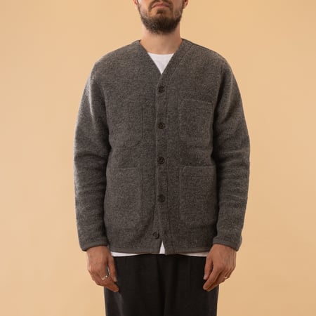 Wool Fleece Cardigan Grey Marl