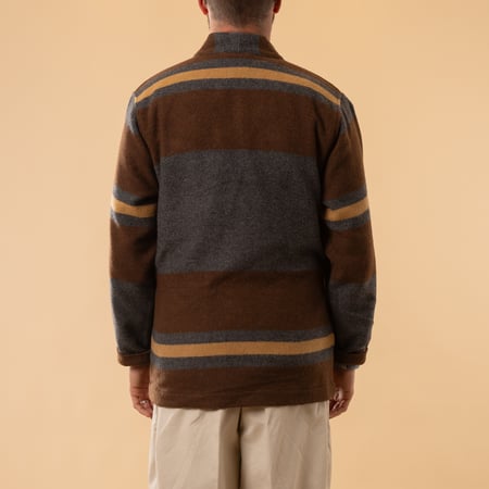 Blanket Wool Mix Kyoto Work Jacket Charcoal Stripe