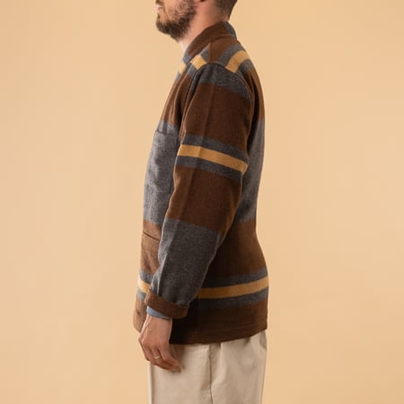 Blanket Wool Mix Kyoto Work Jacket Charcoal Stripe