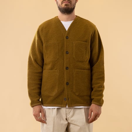 Wool Fleece Cardigan Mustard