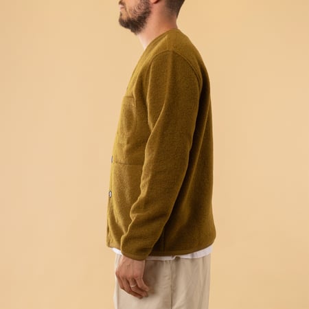 Wool Fleece Cardigan Mustard