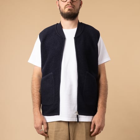 Wool Fleece Zip Waistcoat Navy