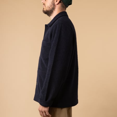 Navy Wool Fleece Field Jacket