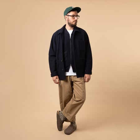 Navy Wool Fleece Field Jacket