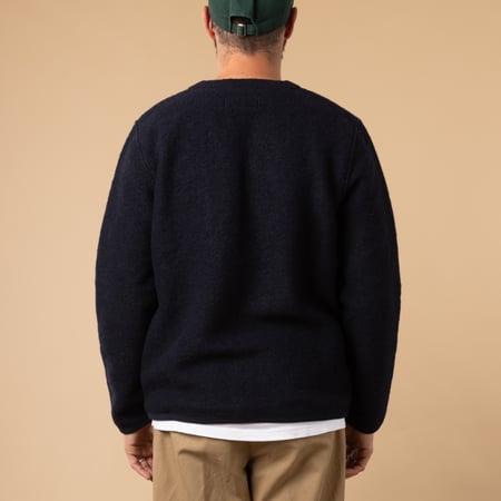 Navy Wool Fleece Cardigan